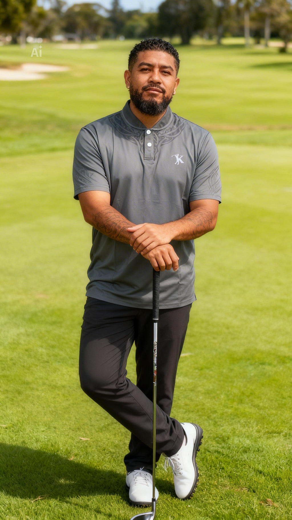 Ngahere slim fit Performance Polo – Stone
