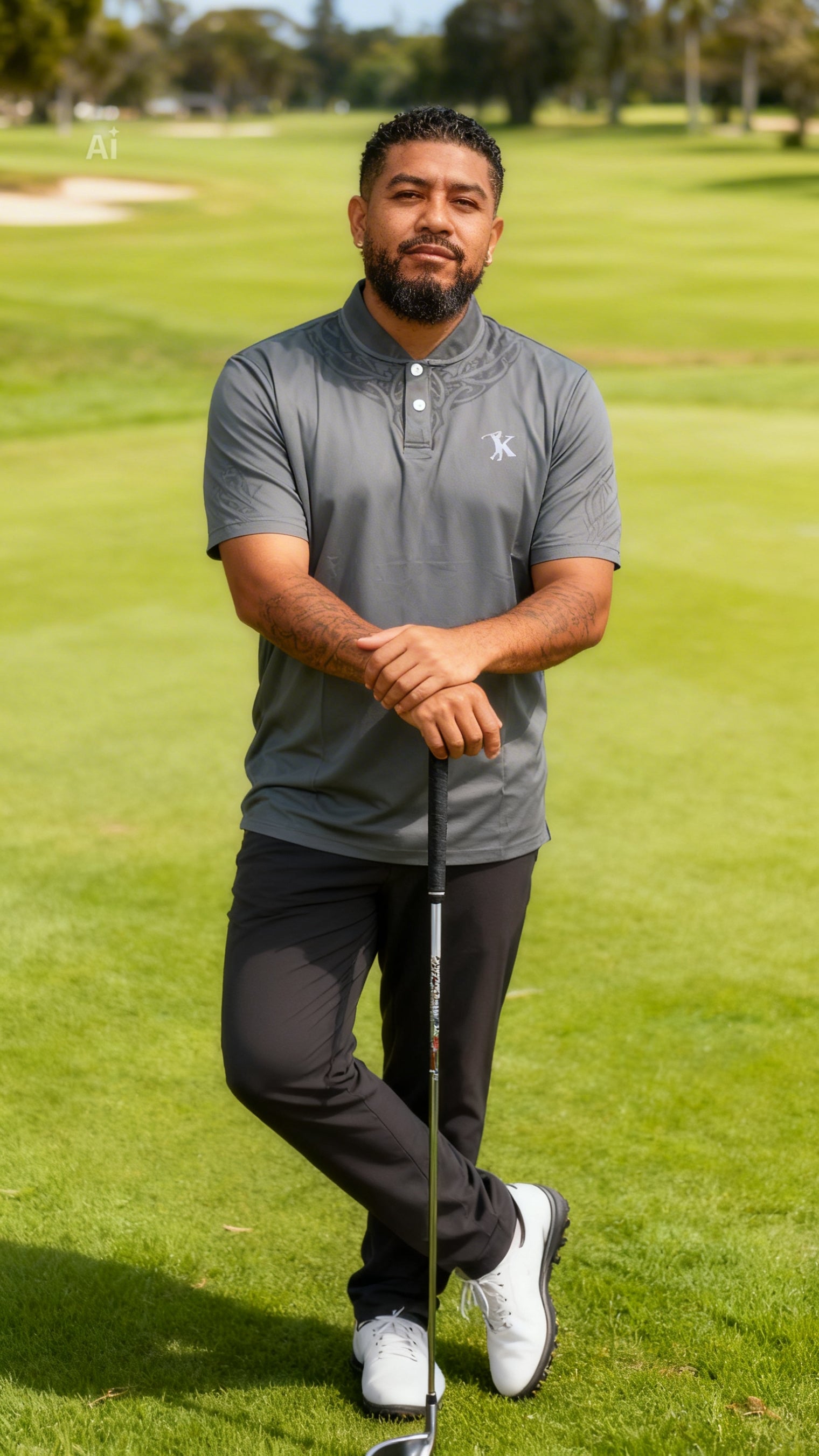 Ngahere slim fit Performance Polo – Stone